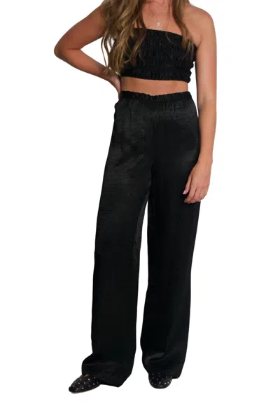 Enza Costa Textured Satin Pants In Black