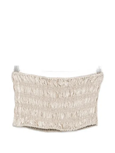 Enza Costa Textured Satin Smock Top In Neutral