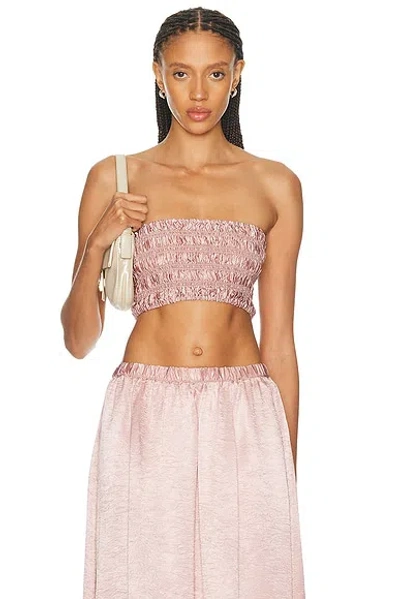 Enza Costa Textured Satin Smock Top In Pink