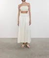 Shop Enza Costa Textured Satin Smocked Top In Antique Cream In Multi
