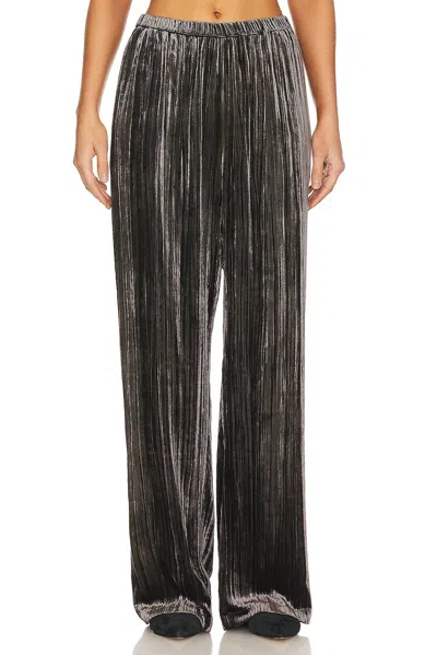 Enza Costa Textured Velvet Easy Pant In Anthracite In Brown