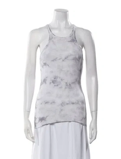 Pre-owned Enza Costa Tie-dye Print Crew Neck Top In Gray