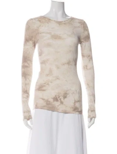 Pre-owned Enza Costa Tie-dye Print Crew Neck Top In Neutrals