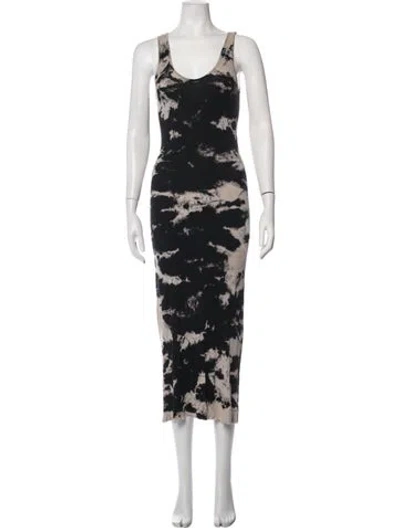 Pre-owned Enza Costa Tie-dye Print Long Dress In Black