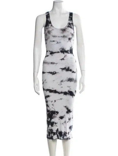 Pre-owned Enza Costa Tie-dye Print Midi Length Dress In Blue