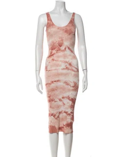 Pre-owned Enza Costa Tie-dye Print Midi Length Dress In Orange