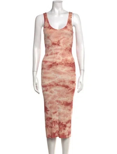 Pre-owned Enza Costa Tie-dye Print Midi Length Dress In Pink