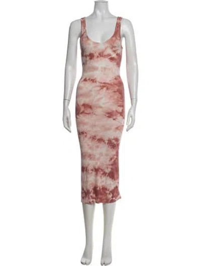 Pre-owned Enza Costa Tie-dye Print Midi Length Dress In Pink
