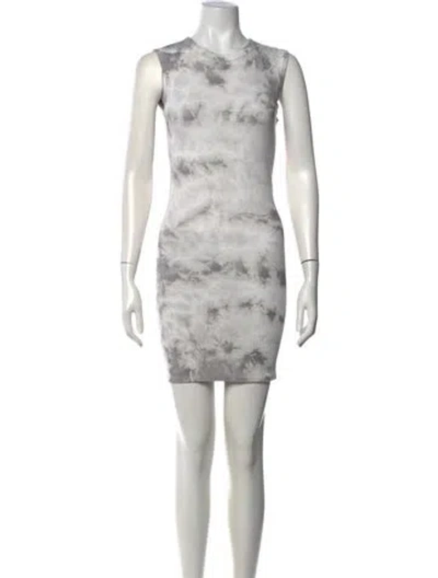Pre-owned Enza Costa Tie-dye Print Mini Dress In Grey