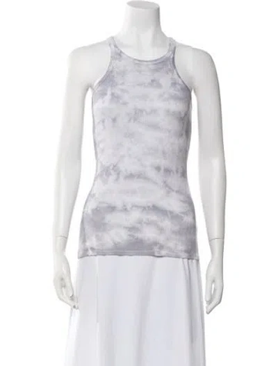 Pre-owned Enza Costa Tie-dye Print Scoop Neck Top In Gray