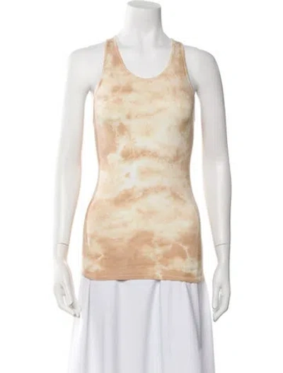 Pre-owned Enza Costa Tie-dye Print Scoop Neck Top In Neutral