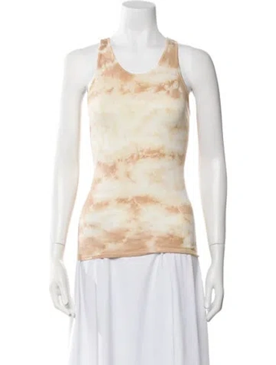 Pre-owned Enza Costa Tie-dye Print Scoop Neck Top In Neutral