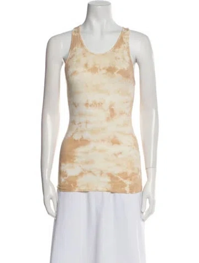 Pre-owned Enza Costa Tie-dye Print Scoop Neck Top In Neutral