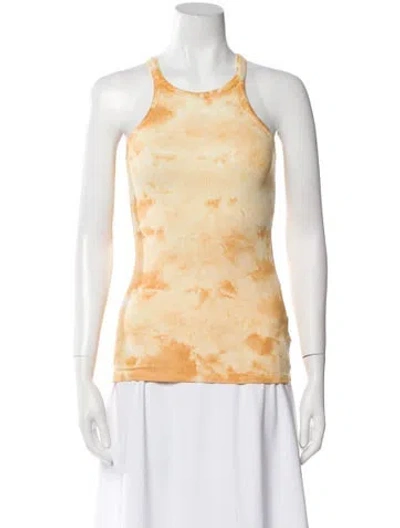 Pre-owned Enza Costa Tie-dye Print Scoop Neck Top In Orange