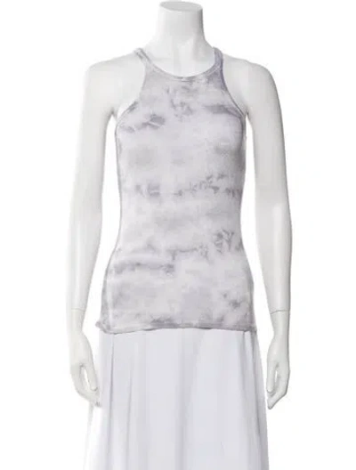 Pre-owned Enza Costa Tie-dye Print Scoop Neck Top In Purple
