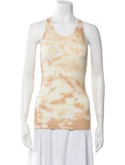 Pre-owned Enza Costa Tie-dye Print Scoop Neck Top In Yellow