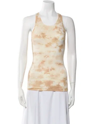 Pre-owned Enza Costa Tie-dye Print Scoop Neck Top In Yellow