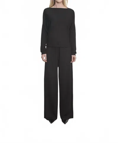 Enza Costa Tissue Cashmere Drawcord Pant In Black