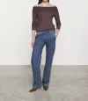 Enza Costa Tissue Cashmere Exposed Shoulder Sweater In Brown In Brown