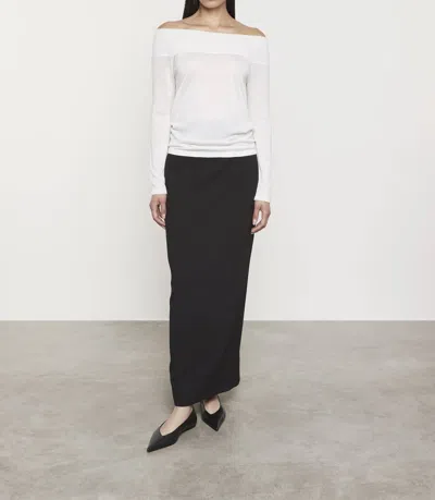 Enza Costa Tissue Cashmere Exposed Shoulder Sweater In Undyed In Multi