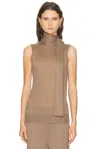 Enza Costa Tissue Cashmere Sleeveless Scarf Sweater In Brown