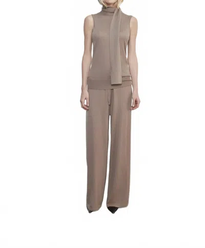 Enza Costa Tissue Cashmere Sleeveless Scarf Sweater In Walnut In Brown