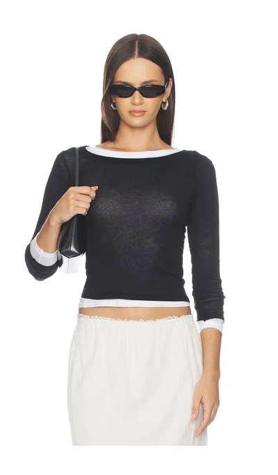 Enza Costa Tissue Jersey Layered Longsleeve In Black