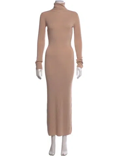 Pre-owned Enza Costa Turtleneck Long Dress In Neutrals