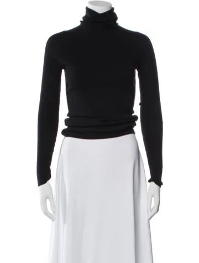 Pre-owned Enza Costa Turtleneck Long Sleeve Top In Black