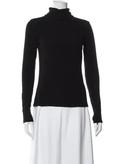 Pre-owned Enza Costa Turtleneck Long Sleeve Top In Black