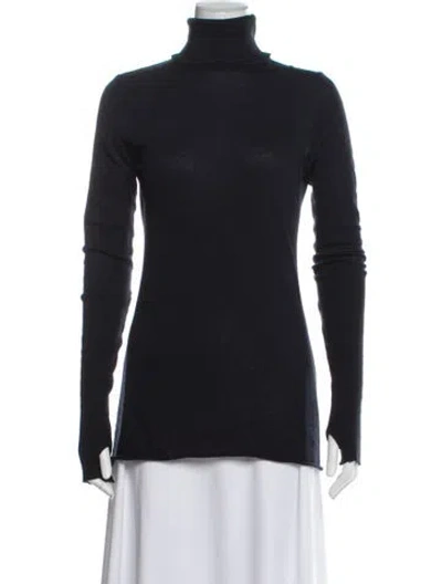 Pre-owned Enza Costa Turtleneck Long Sleeve Top In Blue