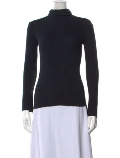 Pre-owned Enza Costa Turtleneck Long Sleeve Top In Blue