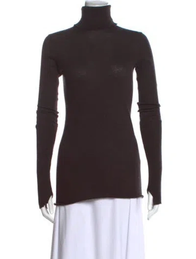 Pre-owned Enza Costa Turtleneck Long Sleeve Top In Brown