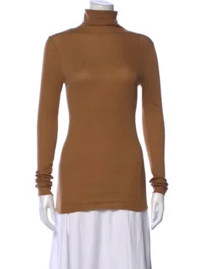 Pre-owned Enza Costa Turtleneck Long Sleeve Top In Brown