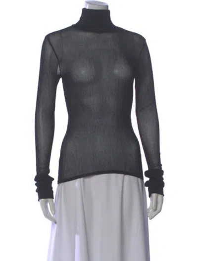 Pre-owned Enza Costa Turtleneck Long Sleeve Top In Gray