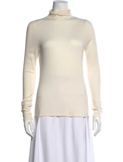 Pre-owned Enza Costa Turtleneck Long Sleeve Top In Neutral