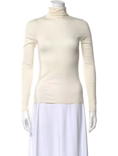 Pre-owned Enza Costa Turtleneck Long Sleeve Top In Neutral