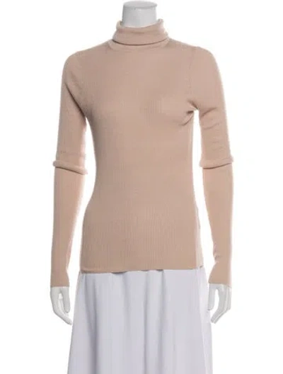 Pre-owned Enza Costa Turtleneck Long Sleeve Top In Neutrals