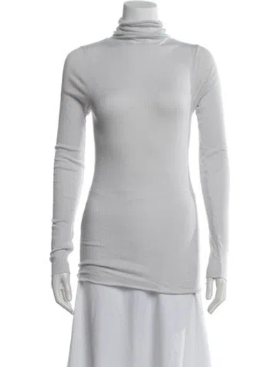Pre-owned Enza Costa Turtleneck Long Sleeve Top In White