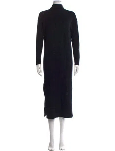 Pre-owned Enza Costa Turtleneck Midi Length Dress In Black