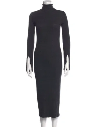 Pre-owned Enza Costa Turtleneck Midi Length Dress W/ Tags In Gray
