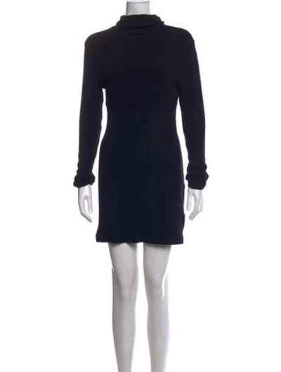 Pre-owned Enza Costa Turtleneck Mini Dress In Black