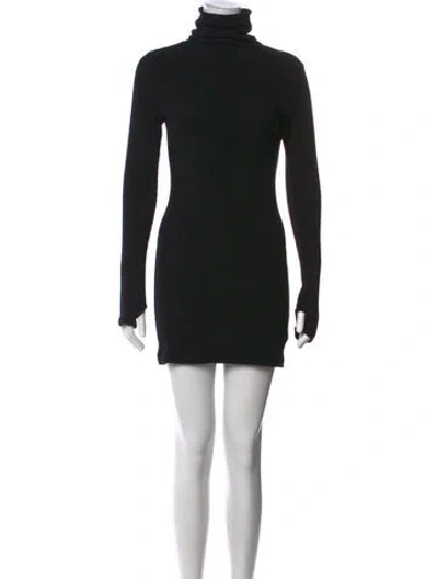 Pre-owned Enza Costa Turtleneck Mini Dress In Black