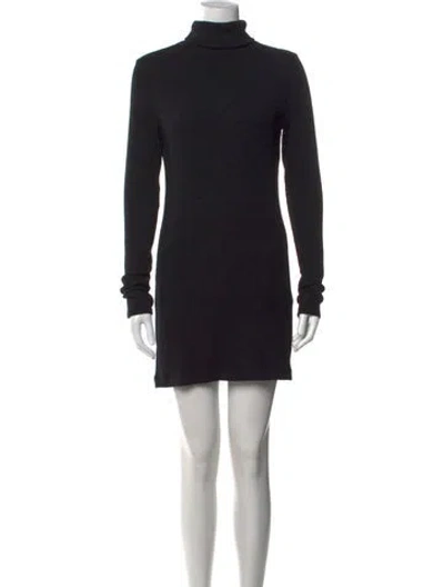 Pre-owned Enza Costa Turtleneck Mini Dress In Black