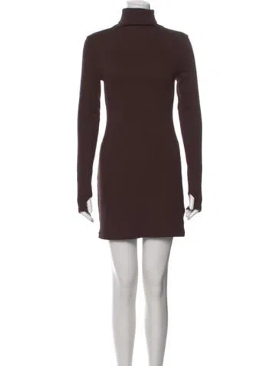 Pre-owned Enza Costa Turtleneck Mini Dress In Brown