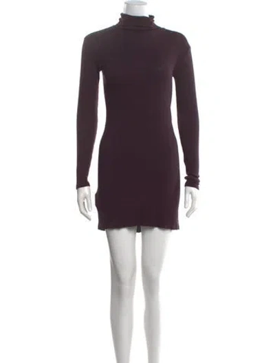Pre-owned Enza Costa Turtleneck Mini Dress In Purple