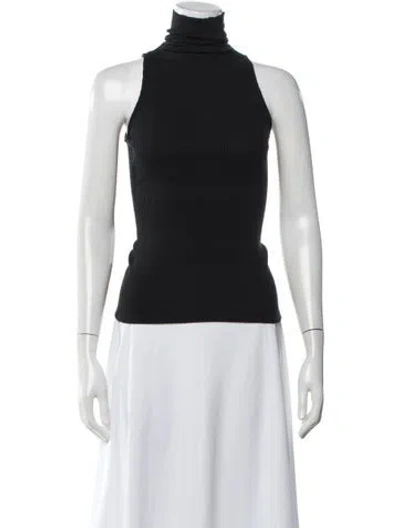 Pre-owned Enza Costa Turtleneck Sleeveless Top In Black