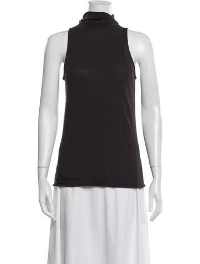 Pre-owned Enza Costa Turtleneck Sleeveless Top In Black