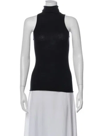 Pre-owned Enza Costa Turtleneck Sleeveless Top In Blue