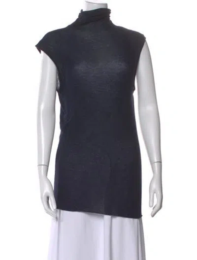 Pre-owned Enza Costa Turtleneck Sleeveless Top In Gray